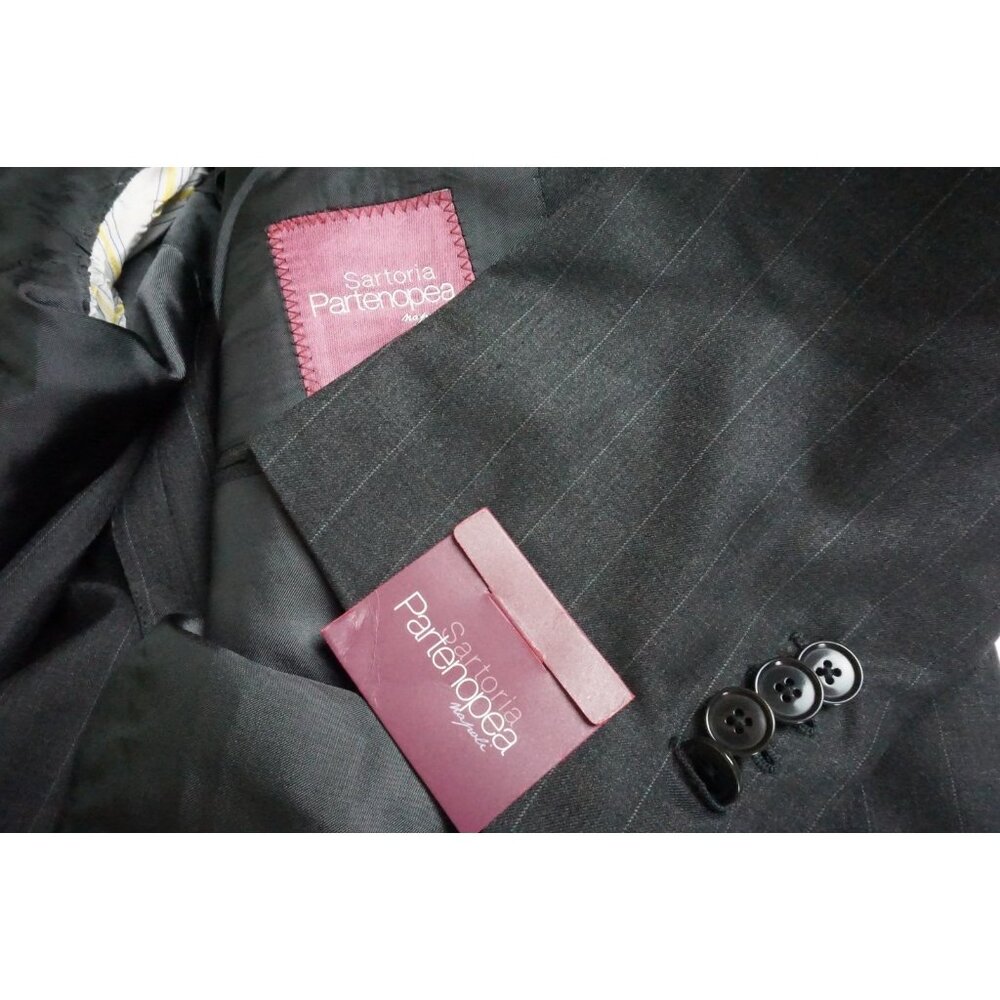 Sartoria Partenopea Gray Striped Loro Silk Blend 2 Pc Suit Jacket Pants 40R NEW